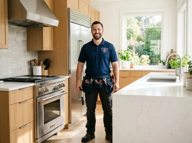 Appliance Repair Hero technician in a Berthoud, CO kitchen after an appliance repair